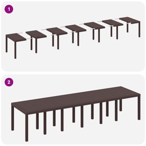 13-ELEMENTOWY ZESTAW OBIADOWY DO OGRODU Z PODUSZKAMI BRĄZOWY POLIRATTAN