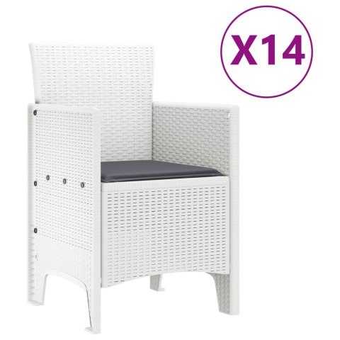 15-CZĘŚCIOWY ZESTAW JADALNY Z BIAŁEGO POLIRATTANU