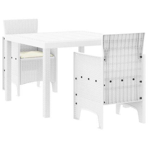 3-CZĘŚCIOWY ZESTAW DO JEDZENIA DO OGRODU Z PODUSZKAMI BIAŁY POLIRATTAN