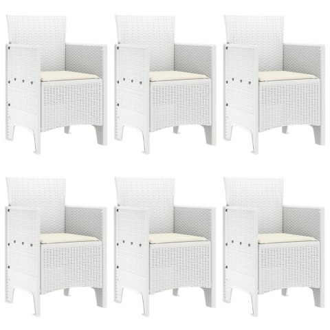 7 ELEMENTOWY ZESTAW JADALNY Z PODUSZKAMI BIAŁY POLIRATTAN