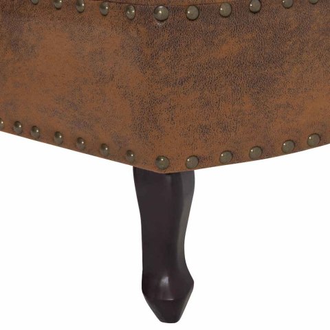 SZEZLONG BRĄZOWY SZTUCZNA SKÓRA ZAMSZOWA