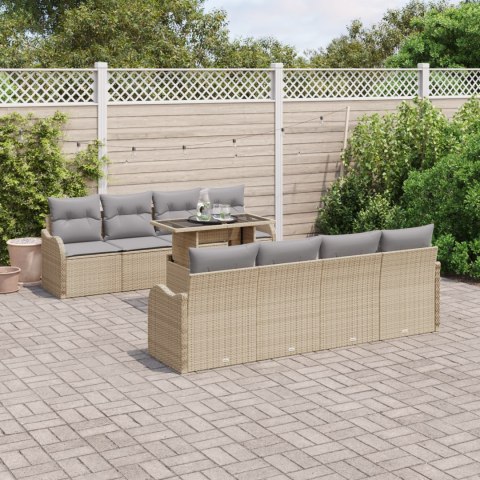 10-CZĘŚCIOWY ZESTAW SOF OGRODOWYCH Z PODUSZKAMI BEŻOWY POLI RATTAN