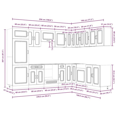 ZESTAW SZAFEK KUCHENNYCH KALMAR 14-CZĘŚCIOWY CZARNA