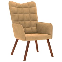 FOTEL BRĄZOWY OBITY AKSAMITEM