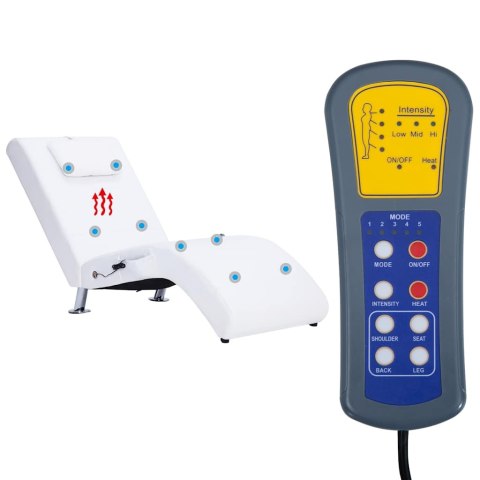 SZEZLONG MASUJĄCY Z PODUSZKĄ BIAŁY SZTUCZNA SKÓRA