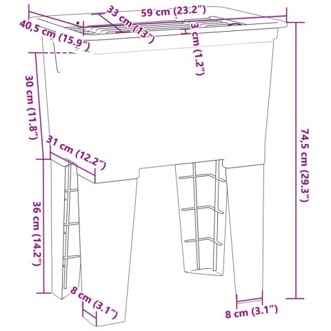 WANIENKA DO PRANIA SZARA 59X41X75CM ŻYWICA SYNTETYCZNA