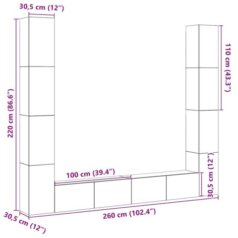 WISZĄCE SZAFKI TELEWIZYJNE 6 SZT. STARE DREWNO