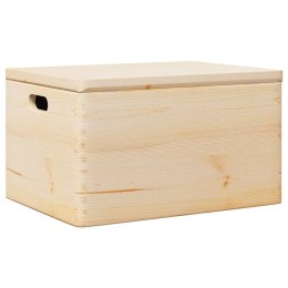 SKRZYNKA DREWNIANA Z POKRYWKĄ I UCHWYTAMI LITE DREWNO SOSNOWE
