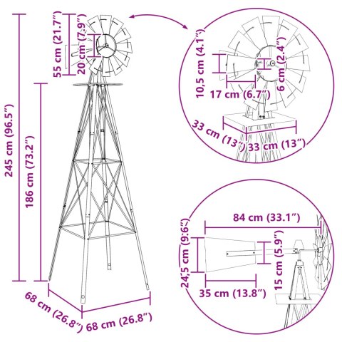 WIATRAK SZARY 84X68X245CM ŻELAZO