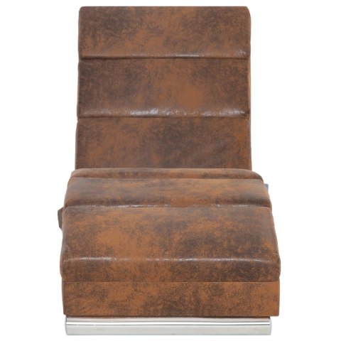 SZEZLONG MASUJĄCY BRĄZOWY SZTUCZNA SKÓRA ZAMSZOWA