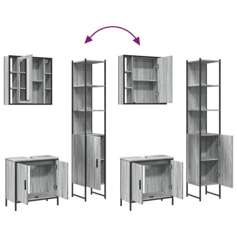 3-CZĘŚCIOWY ZESTAW SZAFEK ŁAZIENKOWYCH SZARY DĄB SONOMA