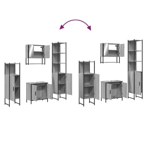 4-CZĘŚCIOWY ZESTAW MEBLI ŁAZIENKOWYCH SZARY DĄB SONOMA