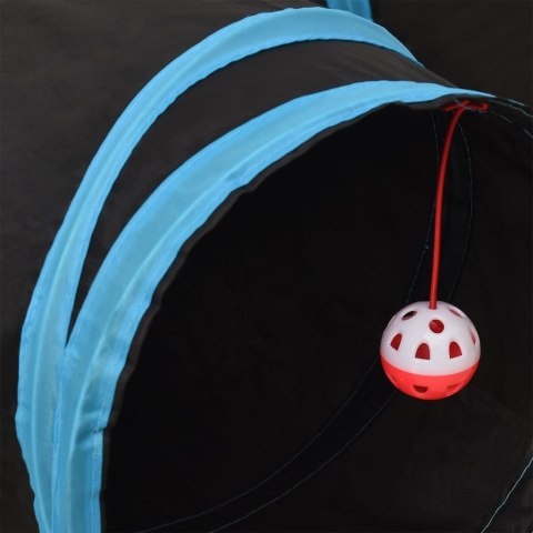 TUNEL DLA KOTÓW TRÓJSTRONNY CZARNO-NIEBIESKI 90CM POLIESTER