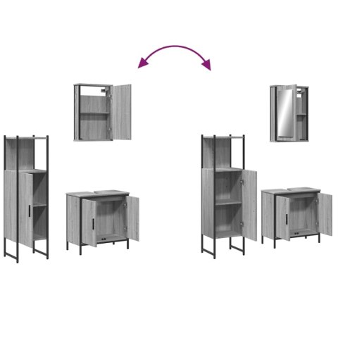 3-CZĘŚCIOWY ZESTAW MEBLI ŁAZIENKOWYCH SZARY DĄB SONOMA