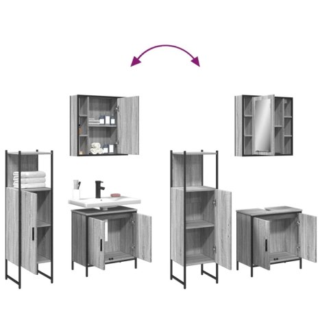 3-CZĘŚCIOWY ZESTAW SZAFEK ŁAZIENKOWYCH SZARY DĄB SONOMA