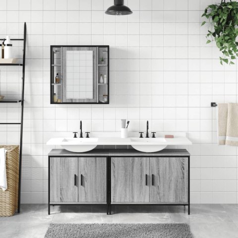 3-CZĘŚCIOWY ZESTAW SZAFEK ŁAZIENKOWYCH SZARY DĄB SONOMA