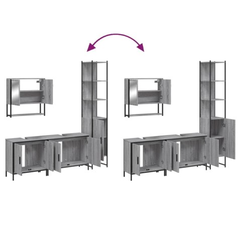 4-CZĘŚCIOWY ZESTAW MEBLI ŁAZIENKOWYCH SZARY DĄB SONOMA
