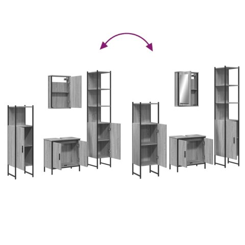 4-CZĘŚCIOWY ZESTAW MEBLI ŁAZIENKOWYCH SZARY DĄB SONOMA