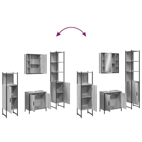 4-CZĘŚCIOWY ZESTAW SZAFEK ŁAZIENKOWYCH SZARY DĄB SONOMA