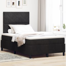 BOX SPRING ŁÓŻKO Z MATERACEM I LED CZARNY 120X190CM AKSAMIT