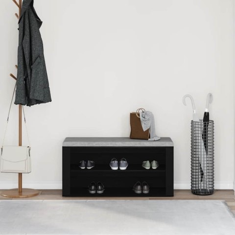 ŁAWKA NA BUTY CZARNY DĄB 100X35X45CM DREWNO KLEJONE