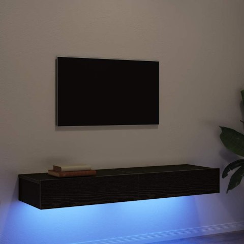 SZAFKI RTV Z OŚWIETLENIEM LED 2 SZT. DĄB CZARNY 60X35X15,5CM
