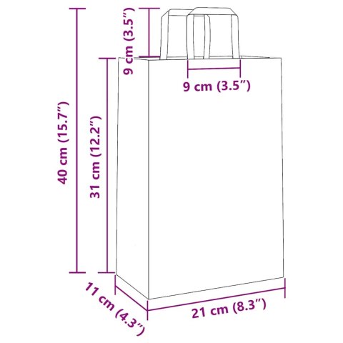 VidaXL Torby papierowe 250 szt. z uchwytami czerwone 21x11x31 cm