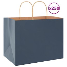 VidaXL Torby papierowe 250 szt. z uchwytami Niebieskie 32x22x24 cm
