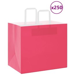 VidaXL Torby papierowe 250 szt. z uchwytami Różowe 32x22x28 cm