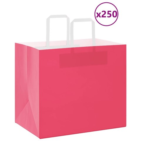 VidaXL Torby papierowe 250 szt. z uchwytami Różowe 32x22x28 cm