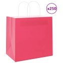 VidaXL Torby papierowe 250 szt. z uchwytami Różowe 54x15x49 cm