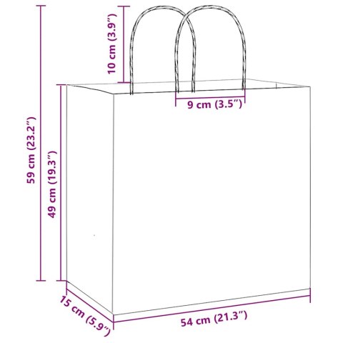 VidaXL Torby papierowe 250 szt. z uchwytami Różowe 54x15x49 cm