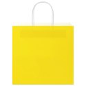 VidaXL Torby papierowe 250 szt. z uchwytami żółte 21x11x36 cm