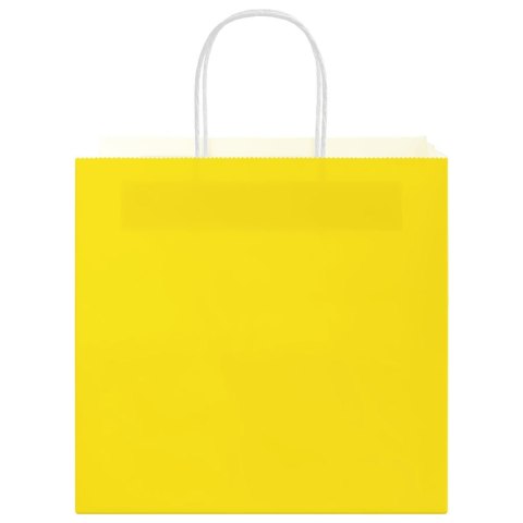 VidaXL Torby papierowe 250 szt. z uchwytami żółte 21x11x36 cm