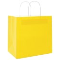 VidaXL Torby papierowe 250 szt. z uchwytami żółte 21x11x36 cm