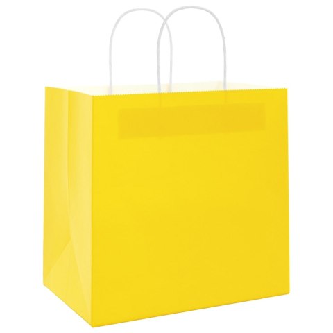 VidaXL Torby papierowe 250 szt. z uchwytami żółte 21x11x36 cm