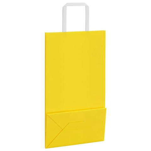 VidaXL Torby papierowe 250 szt. z uchwytami żółte 21x11x36 cm