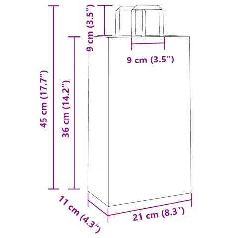 VidaXL Torby papierowe 250 szt. z uchwytami żółte 21x11x36 cm