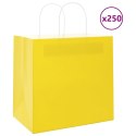VidaXL Torby papierowe 250 szt. z uchwytami żółte 26x17x25 cm