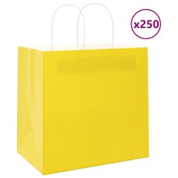 VidaXL Torby papierowe 250 szt. z uchwytami żółte 26x17x25 cm