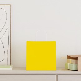 VidaXL Torby papierowe 250 szt. z uchwytami żółte 26x17x25 cm