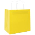VidaXL Torby papierowe 250 szt. z uchwytami żółte 26x17x25 cm