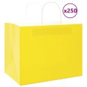 VidaXL Torby papierowe 250 szt. z uchwytami żółte 32x22x24 cm
