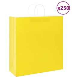 VidaXL Torby papierowe 250 szt. z uchwytami żółte 45x17x48 cm