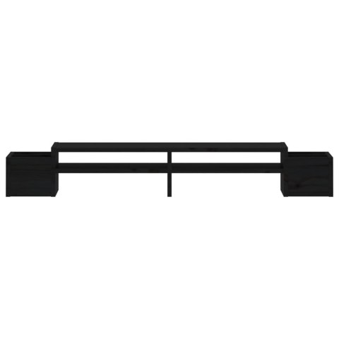 VidaXL Podstawka na monitor, czarna, 100x27,5x15 cm, drewno sosnowe