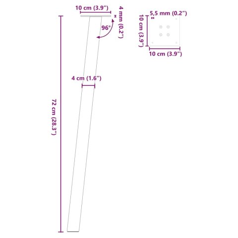 NOGI DO STOŁU KONSOLOWEGO 4 SZT. NATURALNA STAL 72CM STAL