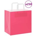 VidaXL Torby papierowe 250 szt. z uchwytami Różowe 26x17x25 cm