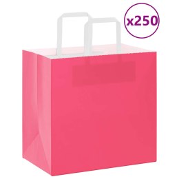 VidaXL Torby papierowe 250 szt. z uchwytami Różowe 26x17x25 cm
