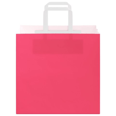 VidaXL Torby papierowe 250 szt. z uchwytami Różowe 26x17x25 cm