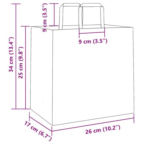 VidaXL Torby papierowe 250 szt. z uchwytami Różowe 26x17x25 cm